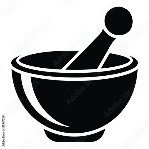 mortar and pestle icon line art silhouette vector illustration