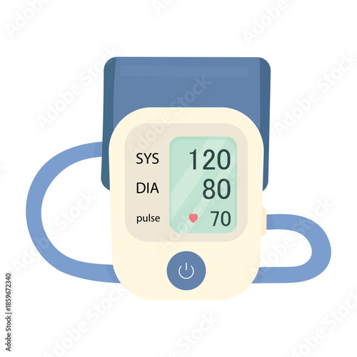 Electronic tonometer on a white background. Measuring blood pressure. Medical equipment.