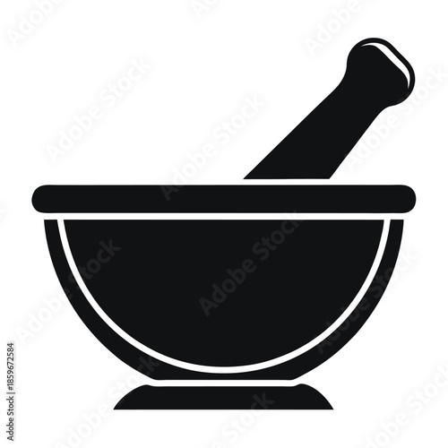 mortar and pestle icon line art silhouette vector illustration