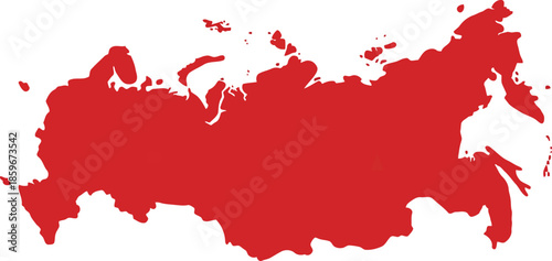 Map of Russia in Bold Red Color: Creative Graphic Representation for Modern Design Projects
