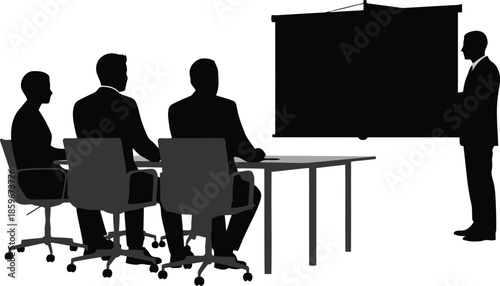 Professional Business Presentation with Silhouettes of Audience Engaged in a Meeting Setting