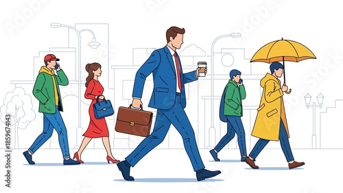 Business People Walking in City Street.