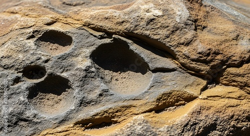 Close-up of textured stone with natural indentations and patterns  