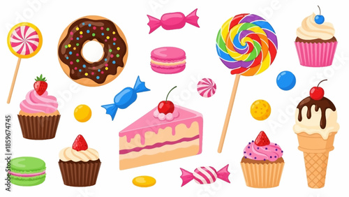 Colorful Sweets and Desserts Collection.