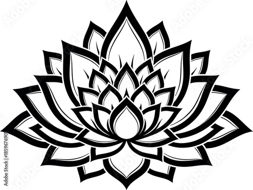 Black and white lotus flower design for meditation and yoga practices