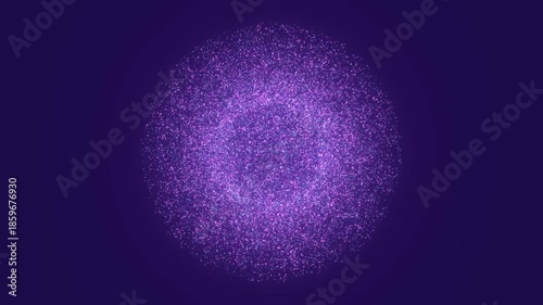 Abstract Purple Particle Sphere Rotating, Glowing Glitter Ball Animation, Futuristic Sci-Fi Energy Core