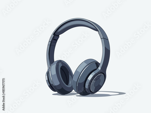 A pair of sleek headphones on a clean white background viewed from the front