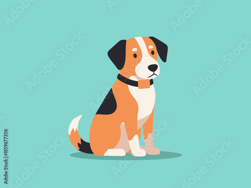 A cartoon dog sitting on a blue background