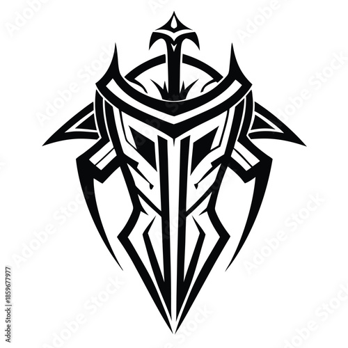 modern tribal crusader tattoo abstract line art silhouette vector illustration