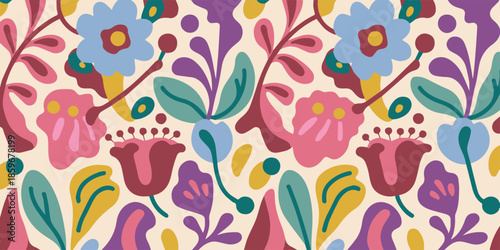 flower motif colorful vector illustration for surface design