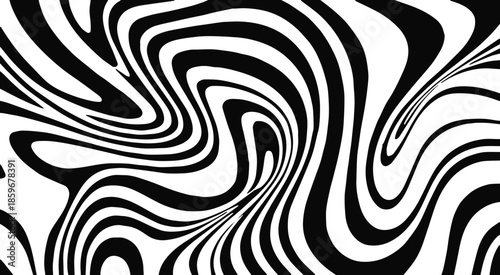illusion monochrome curved line optical art seamless background vector