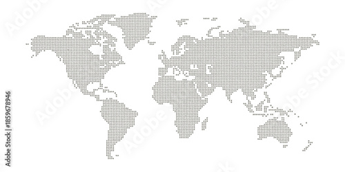 Vector dotted world map, global geography illustration