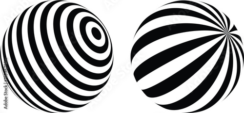 Black and white patterned spheres