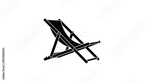Black Folding Camping Chair Isolated.