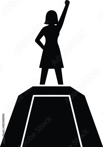 Silhouette of a person on a pedestal isolated on white background, Vector, illustration