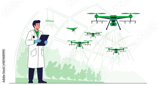 Precision agriculture expert overseeing drone operations for enhanced crop management practices