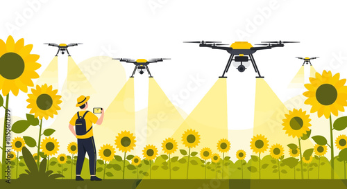Precision farming using drones with sunflowers field for agricultural productivity enhancement and
