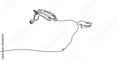 horse continuous one line drawing animation, Self drawing line animation Horse logo continuous line concept, Self drawing animation of continuous line running horse. Animated one line illustration, 4K