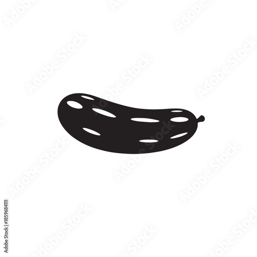 Black and white illustration of a pickle with highlights isolated on a white background