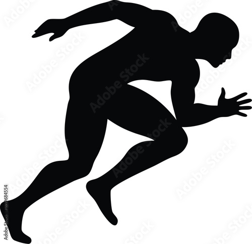 Dynamic vector of a male athlete running, capturing the essence of natural speed, movement, and physical fitness.