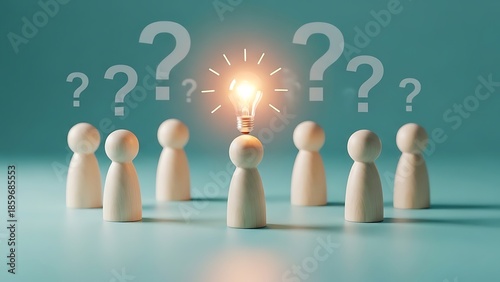 Inspired leader with creative idea among questioning team members