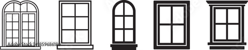 Minimal window silhouette icon set for UI, architecture, real estate, and design use.