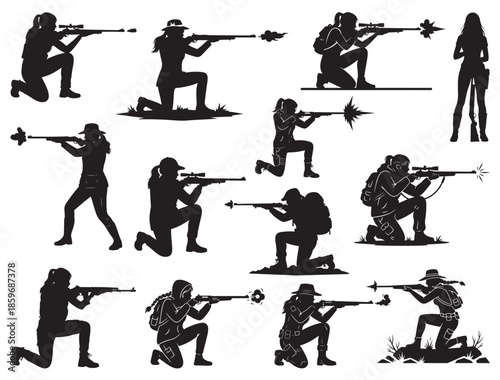 FEMALE HUNTERS SILHOUETTE