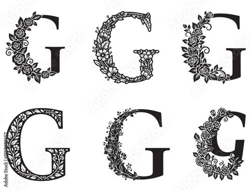 FLORAL ALPHABET G SILHOUETTE 