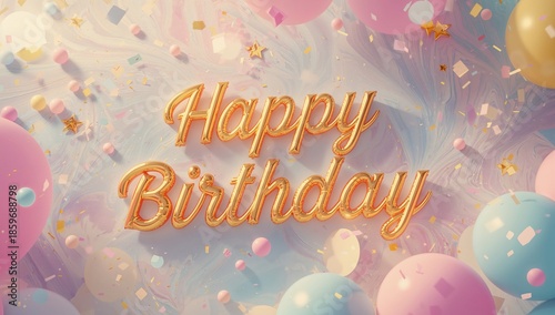 Happy Birthday Celebration With Colorful Balloons and Decorations in a Festiv...
