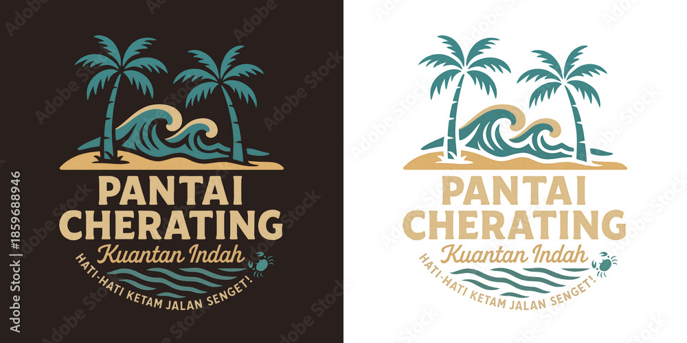 Obraz premium Pantai cherating kuantan indah travel emblem design