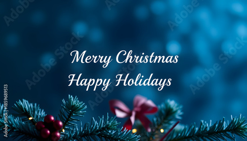 blue christmas. merry christmas and happy holidays greeting card. new year. winter holiday xmas theme, Diffused lighting. White tone