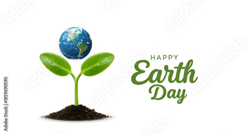 Happy Earth Day Globe Plant Celebration