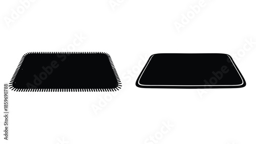 Two black mats with differing textures and shapes are displayed on a white background