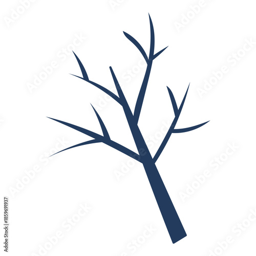 Tree branch, twig, stick, bough, snowman design element, isolated on transparent. Hand drawn flat vector illustration. Seasonal, winter, botanical clip art, plant part