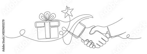Continuous Line Art: Customer Loyalty Program Reward Illustration