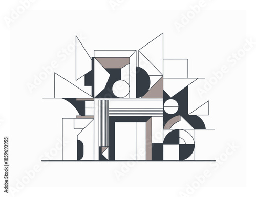Modern Geometric Abstract Boutique Store Front Vector on White Background