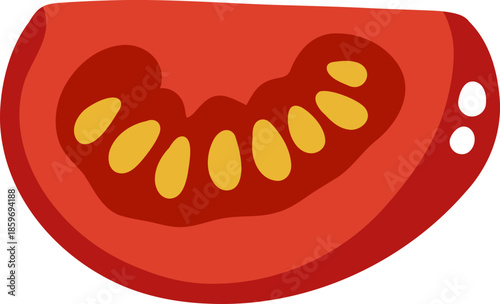 cute slice piece of tomato healthy vegetable vector cartoon illustration