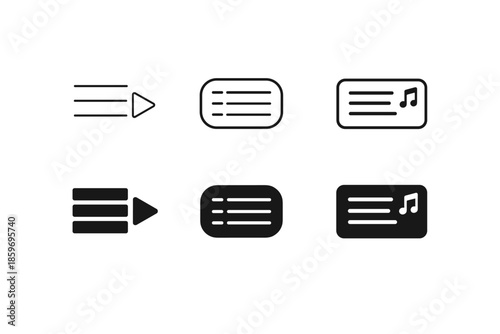 Collection of music player icons including play, menu, and playlist symbols