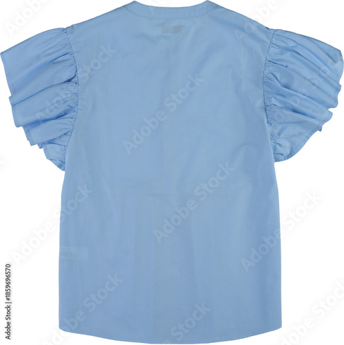 Canvastavla Light blue blouse with puffed sleeves isolated on transparent background