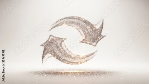 Abstract shimmering double arrow symbol representing cyclic process