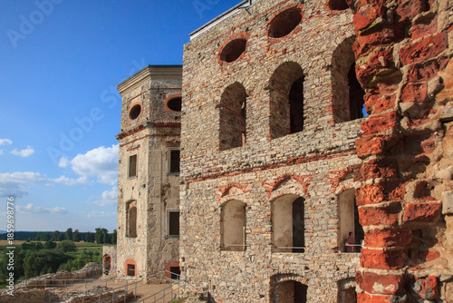 Ruins of an old building in an open landscape, Krzyżtopór, Ujazd, Poland.