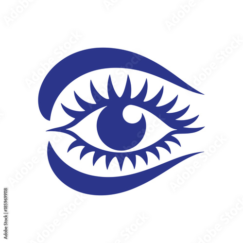 Stylized Blue Eye with Eyelashes Design