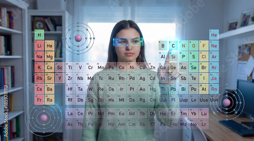 Student learning chemistry concepts with interactive periodic table