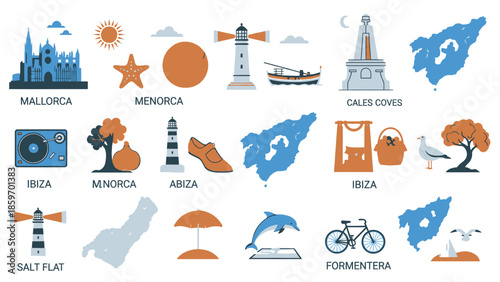 Title: of symbols representing different regions of the Balearic Islands including Mallorca