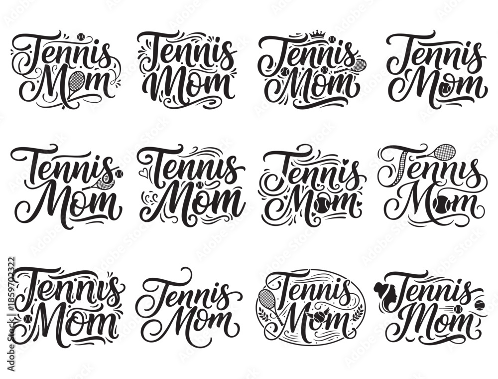 Fototapeta premium TENNIS MOM TYPOGRAPHY