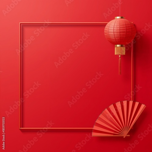 Red Background With Gold Accents and Decorative Elements for Celebration
