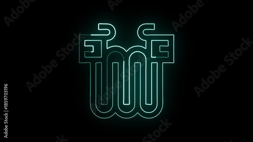 Glowing neon line snake icon with smooth animation. Animal symbol animation HD video isolated on black background