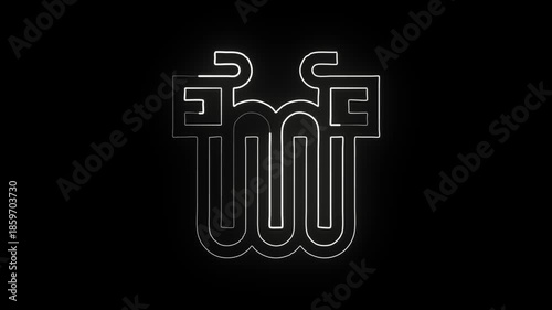 Glowing neon line snake icon with smooth animation. Animal symbol animation HD video isolated on black background