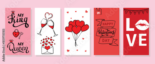 Valentine's day themed rectangular banners with love and heart designs