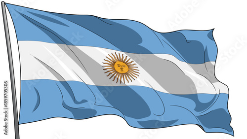 Argentine flag waving in the wind